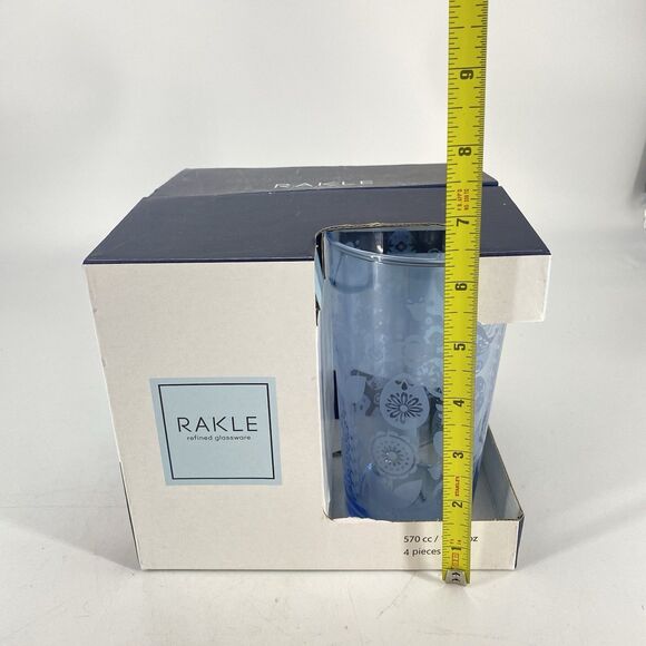 Set of 4 Rakle Refined Glassware Blue Glasses Easter Flower Spring 19 oz - Picture 2 of 4